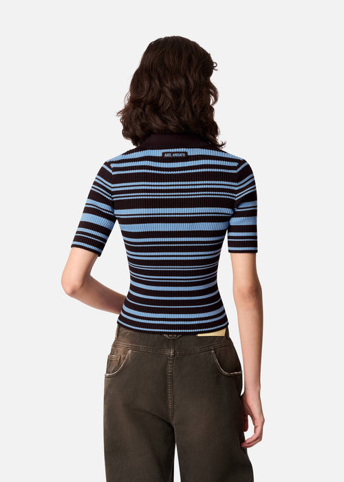 ANJA RIBBED POLO TOP
