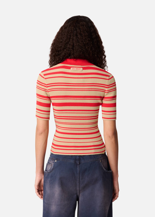 ANJA RIBBED POLO TOP